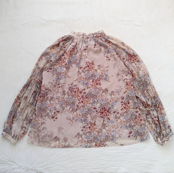 VICI Floral Ruffled High Neck Boho Blouse Top | S - Picture 9 of 12